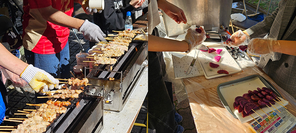 左:FC.ALEXの食品販売 右:さくら教室 チーム学芸の食品販売